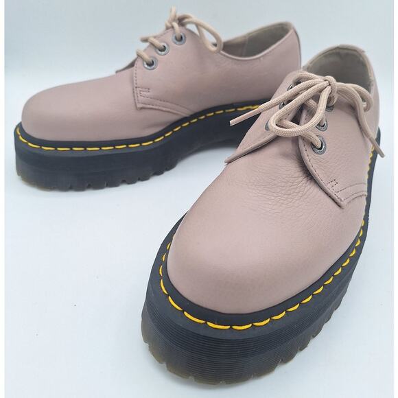 Dr Martens 31167 Quad II Taupe Leather Oxford Platform Shoes US Men 9 Women 10 - Picture 2 of 16